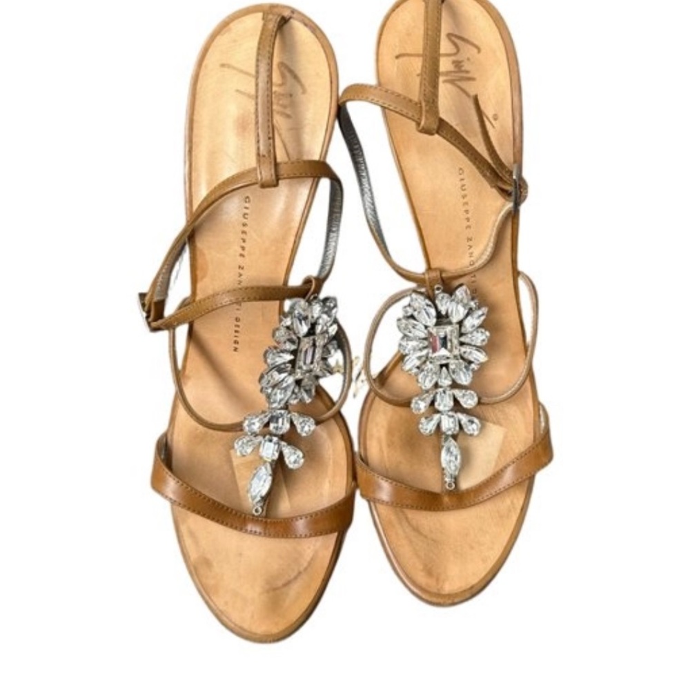 Brown and Silver Embellished Sandals